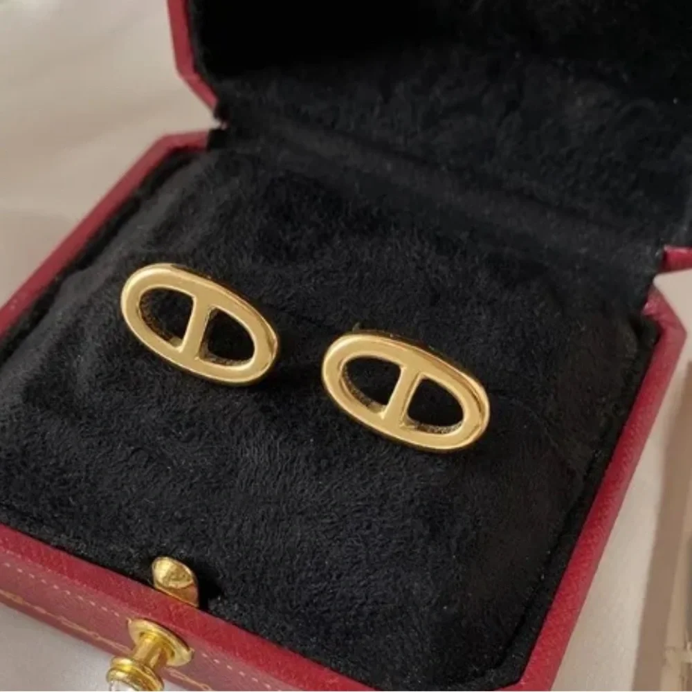 Gold Pig Nose Necklace, Bracelet, Ring, Earrings Set Gold Plated
